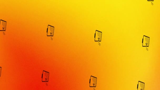 Animation Icône Batterie Noire Tournante Sur Orange Jaune — Video