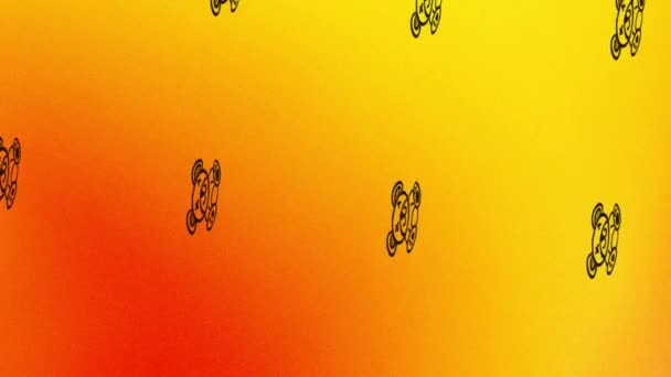 Draaiende Teddybeer Pictogram Animatie Oranje Geel — Stockvideo