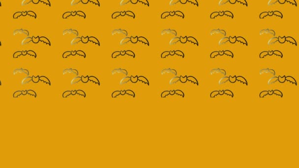 Animación Murciélagos Voladores Negro Icono Amarillo — Vídeos de Stock