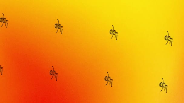 オレンジ色と黄色の好気性練習をしている人とアイコンを回転させるアニメーション — ストック動画