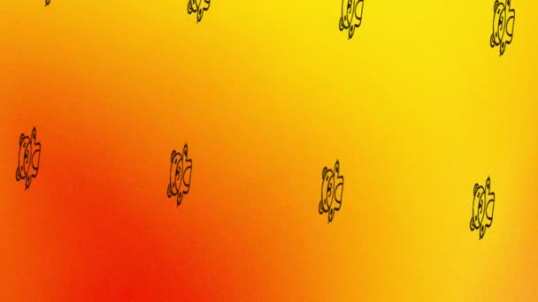 Animasi Ikon Berputar Dengan Mainan Lembut Pada Warna Oranye Dan — Stok Video