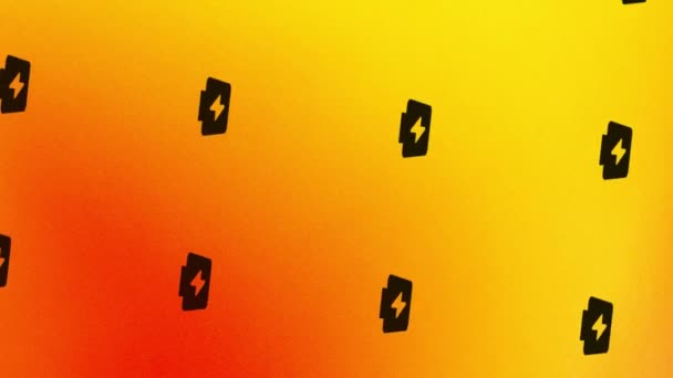 Анимация Значка Батареи Вращающегося Аккумулятора Оранжевом Желтом — стоковое видео