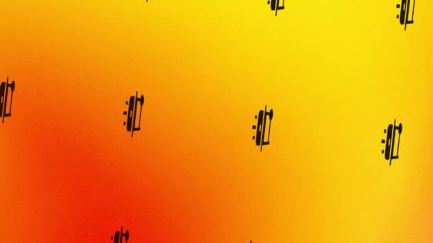 Animation Des Sich Drehenden Grillsymbols Auf Orange Und Gelb — Stockvideo