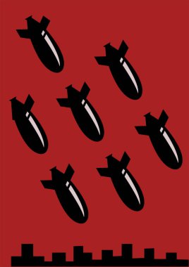 illustration of bomb attack isolated on red clipart