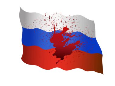 illustration of russian flag with blood isolated on white clipart