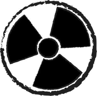 Beyaz üzerine izole edilmiş radyasyon uyarı sembolünün çizimi