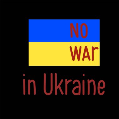 Ukrayna 'da siyah harflerle yazılmış savaşın yakınındaki ulusal bayrağın çizimi
