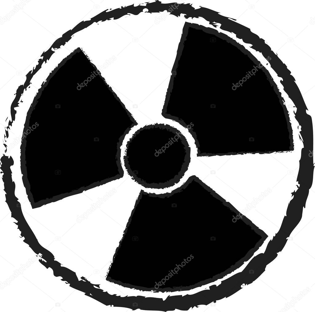 illustration of radiation warning symbol isolated on white