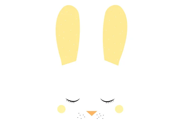 Ilustrasi Kelinci Kartun Dengan Mata Tertutup Terisolasi Pada Warna Putih - Stok Vektor