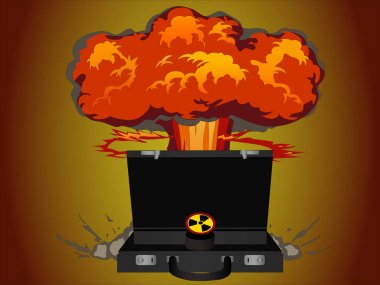 Patlamaya yakın nükleer düğmeli valizin çizimi 