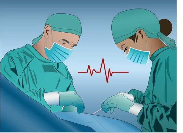 Illustrazione Medici Tappi Chirurgici Maschere Salvavita — Vettoriale Stock