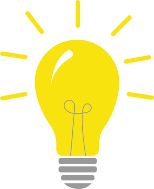 illustration of yellow light bulb on white clipart