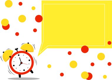 illustration of alarm clock near yellow speech bubble  clipart
