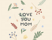 ilustrace lásky vás maminka písmo na barevné květinové pozadí