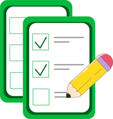 illustration of clipboard with check marks on paper survey clipart
