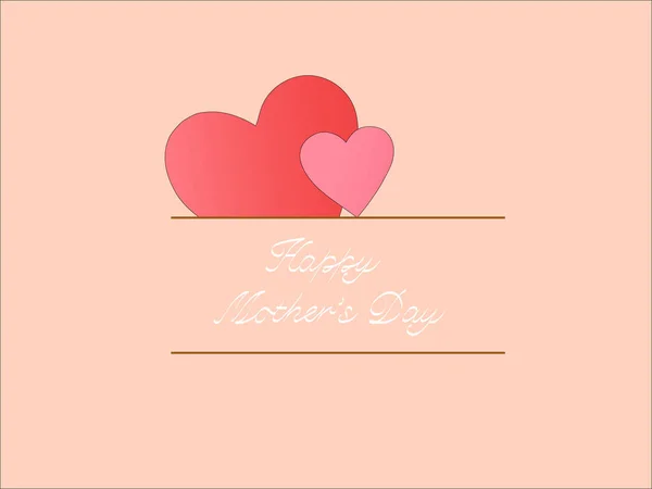 Illustration Hearts Happy Mothers Day Lettering Pink — стоковый вектор