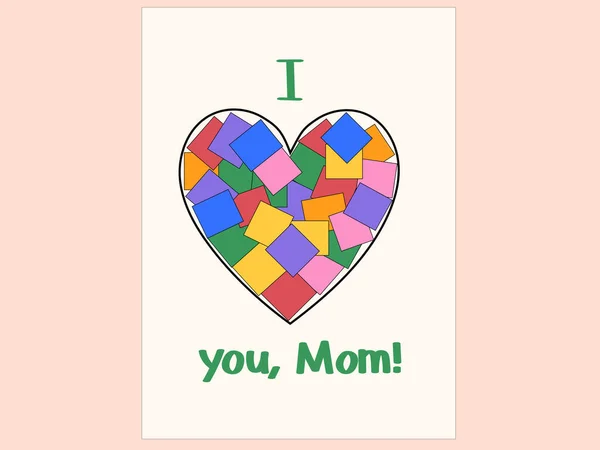 Иллюстрация Поздравительной Открытки Сердцем Рядом Люблю Тебя Мама — стоковый вектор