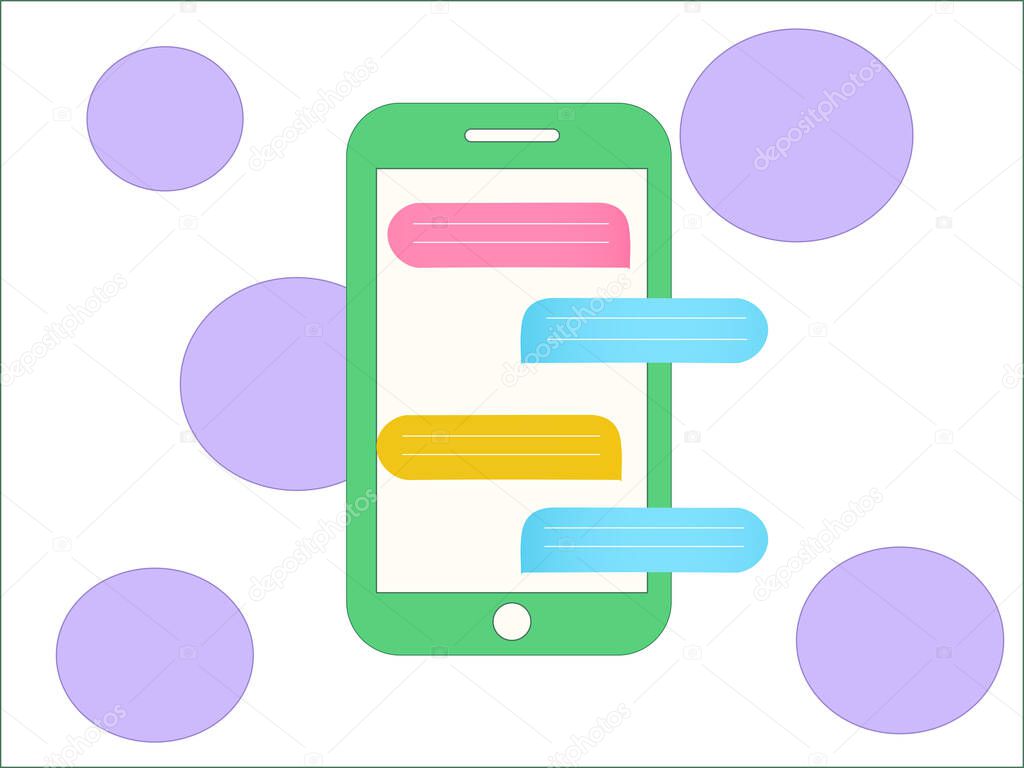 illustration of smartphone with blank message text box 