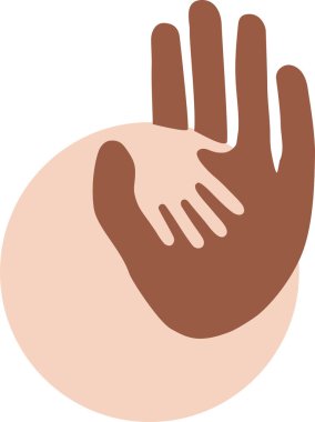 Soyut yetişkin ve çocuk ellerini beyaza, çocukları koruma günü konseptine koyma