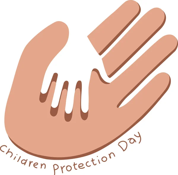 Illustration Mother Child Hands Children Protection Day Lettering White — стоковый вектор