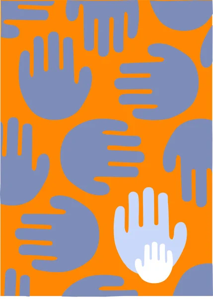 Illustration Abstract Purple Hand Prints Orange Children Protection Day Concept — стоковый вектор
