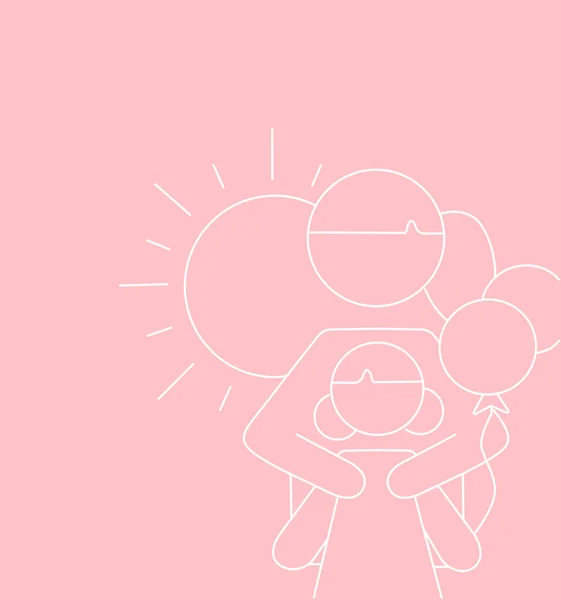 Ilustrasi Ibu Memeluk Anak Dekat Matahari Merah Muda Stok Ilustrasi Bebas Royalti