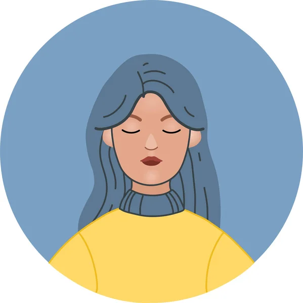 Illustration Ukrainian Woman Yellow Sweater Blue Circle — Stock Vector