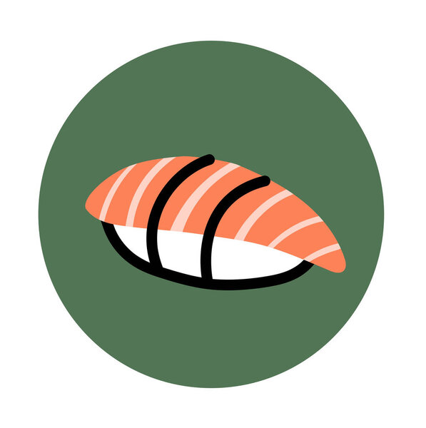 illustration of sushi with salmon on green
