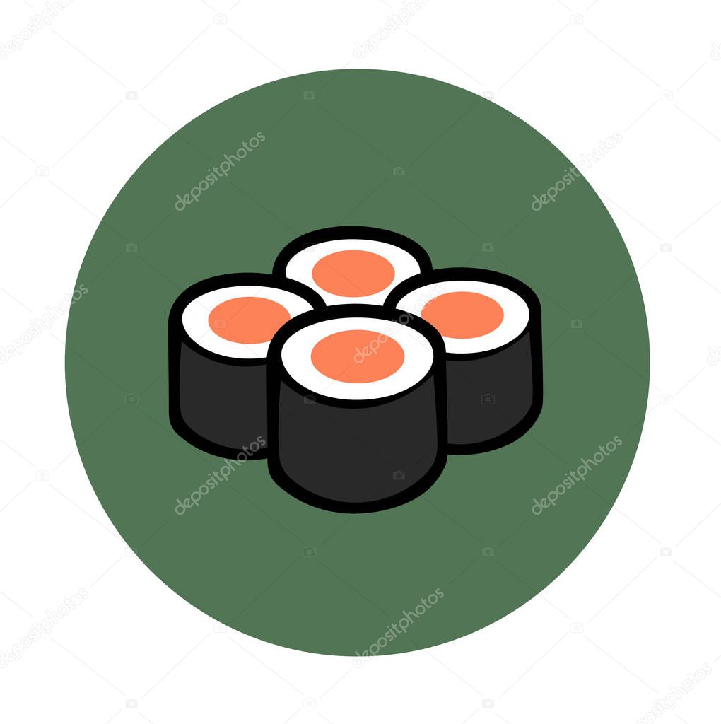 illustration of sushi rolls with salmon on green