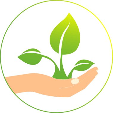 illustration of green plant in hands, environment day concept