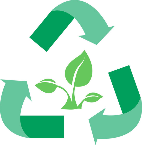 illustration of recycle sing around green plant, environment day concept 