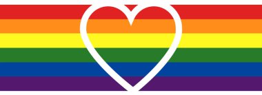 illustration of heart near rainbow lgbt flag, banner