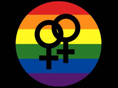 illustration of women gender symbol against lgbt flag  clipart