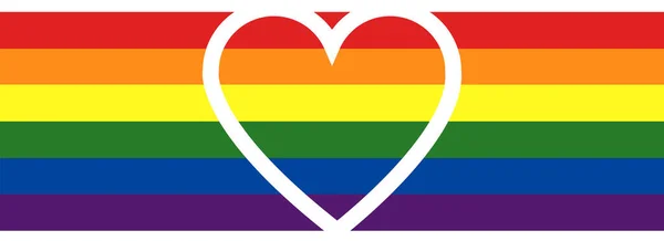 Illust Heart Rainbow Lgbt Flag Banner — Archivo Imágenes Vectoriales