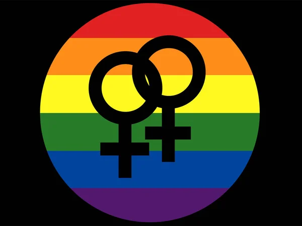 Иллюстрация Женского Гендерного Символа Против Флага Lgbt — стоковый вектор