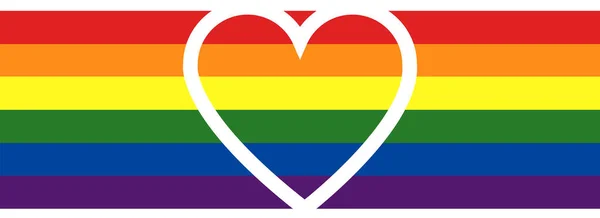 Illustration Heart Rainbow Lgbt Flag Banner Stok Ilustrasi Bebas Royalti