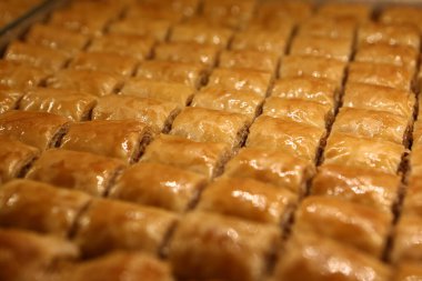 Geleneksel hindistancevizli tatlı baklavası. Ev yapımı fındıklı ve ballı baklava..