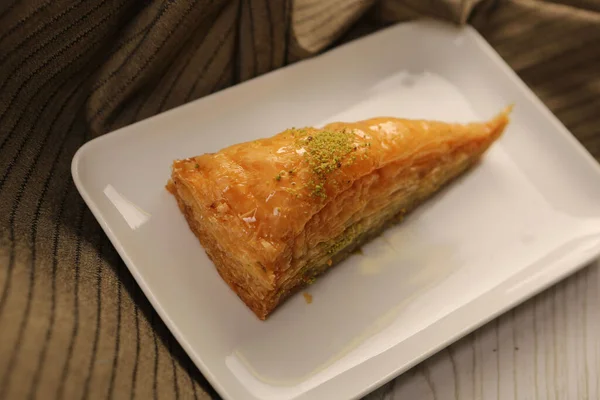 Baklava Dessert Turc Traditionnel Avec Noix Cajou Noix Baklava Maison — Photo