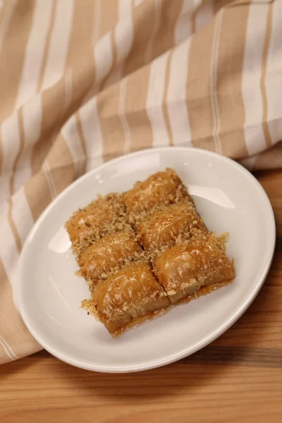 Baklava Dessert Turc Traditionnel Avec Noix Cajou Noix Baklava Maison — Photo