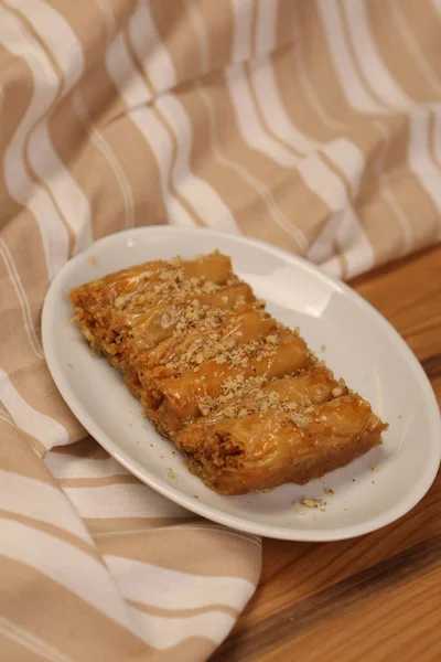 Baklava Dessert Turc Traditionnel Avec Noix Cajou Noix Baklava Maison — Photo