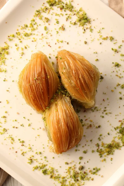 Baklava Dessert Turc Traditionnel Avec Noix Cajou Noix Baklava Maison — Photo