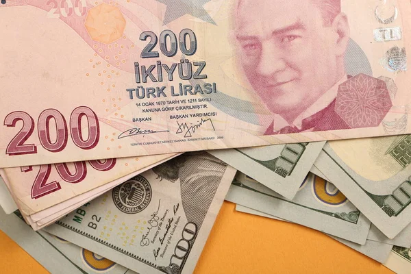 Турецькі Банкноти Долари Сша — стокове фото