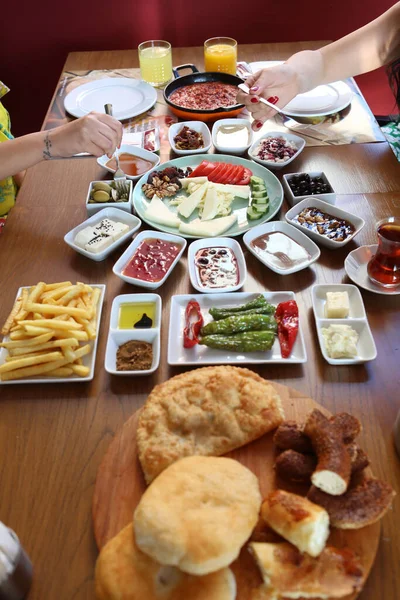 Rich Delicious Turkish Breakfast — Stock Photo, Image