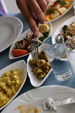 Geleneksel Türk ve Yunan yemek meze masası