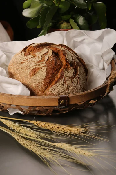 Delicioso Pão Assado Estético Natural — Fotografia de Stock