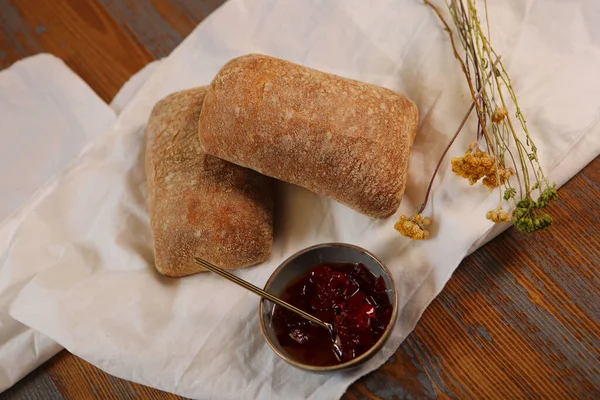 Delicioso Pão Assado Estético Natural — Fotografia de Stock