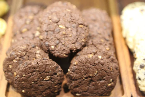 Gruppe Von Verschiedenen Cookies Schokochips Haferflocken Rosinen Weiße Schokolade — Stockfoto