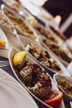 Geleneksel Türk ve Yunan yemek meze masası