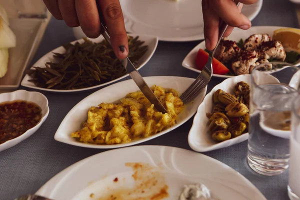 Traditionelles Türkisches Und Griechisches Dinner Meze Tisch — Stockfoto