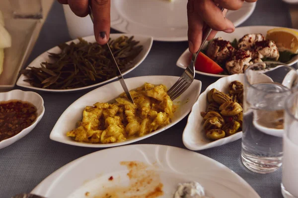 Mesa Meze Jantar Tradicional Turco Grego — Fotografia de Stock